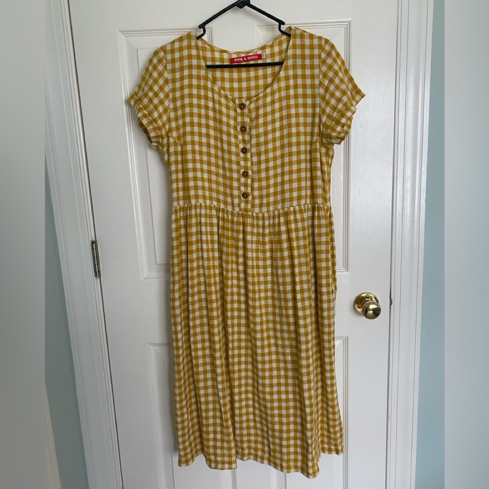 Pyne & Smith Sunflower Check Gingham Linen Sun Dress